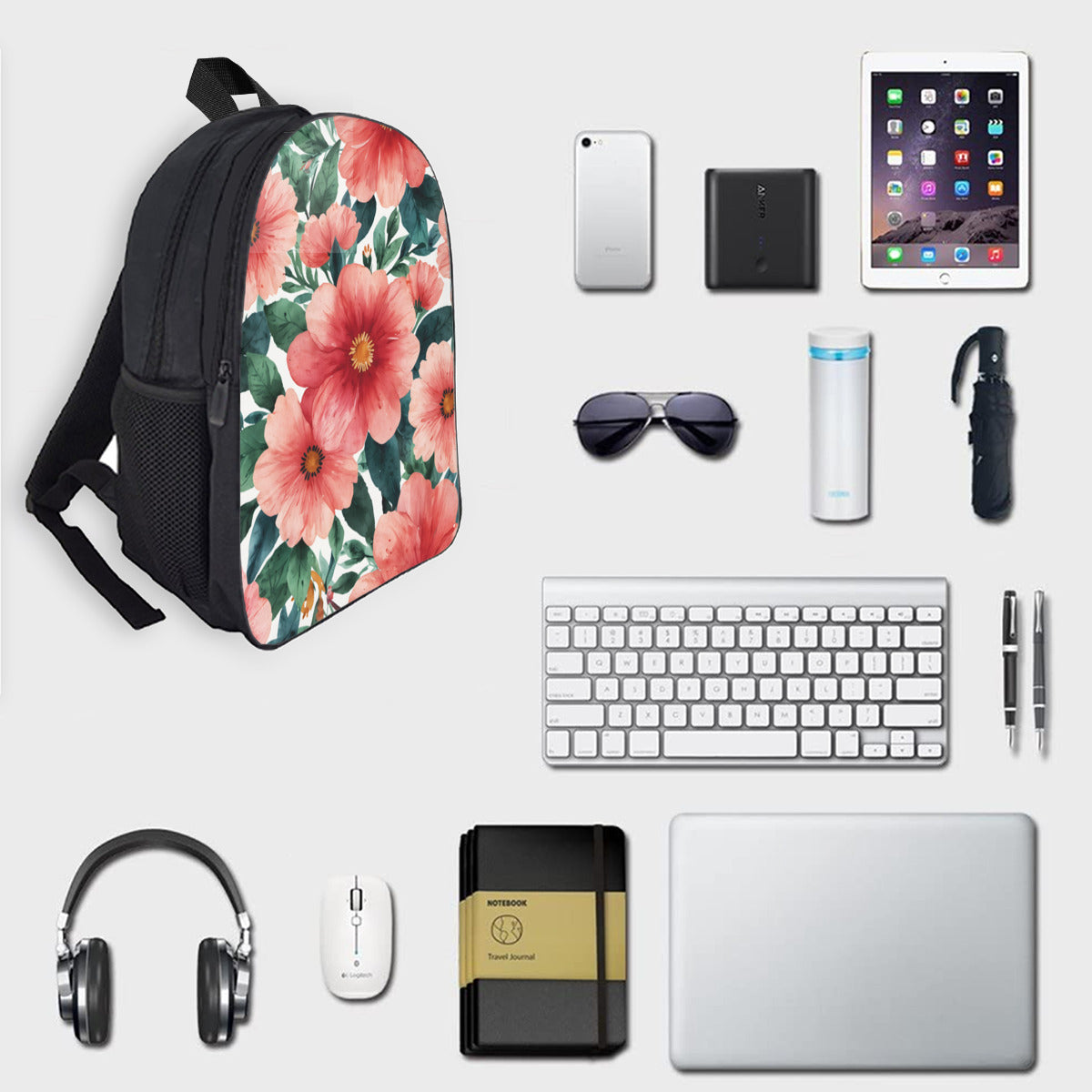 Floral Personlized Double-layer school bag|Polyester