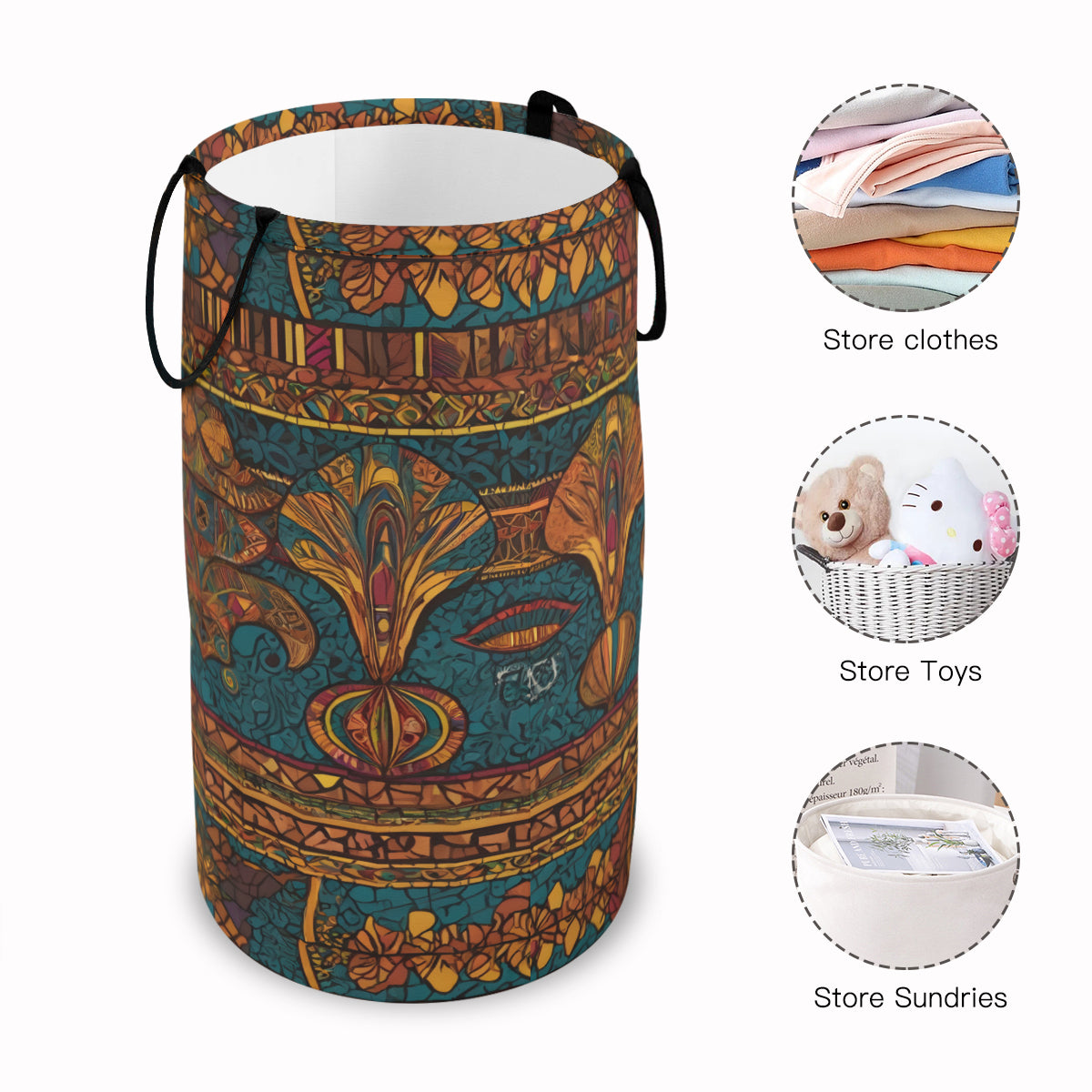 African Design Large Capacity Foldable Laundry Basket | Polyester