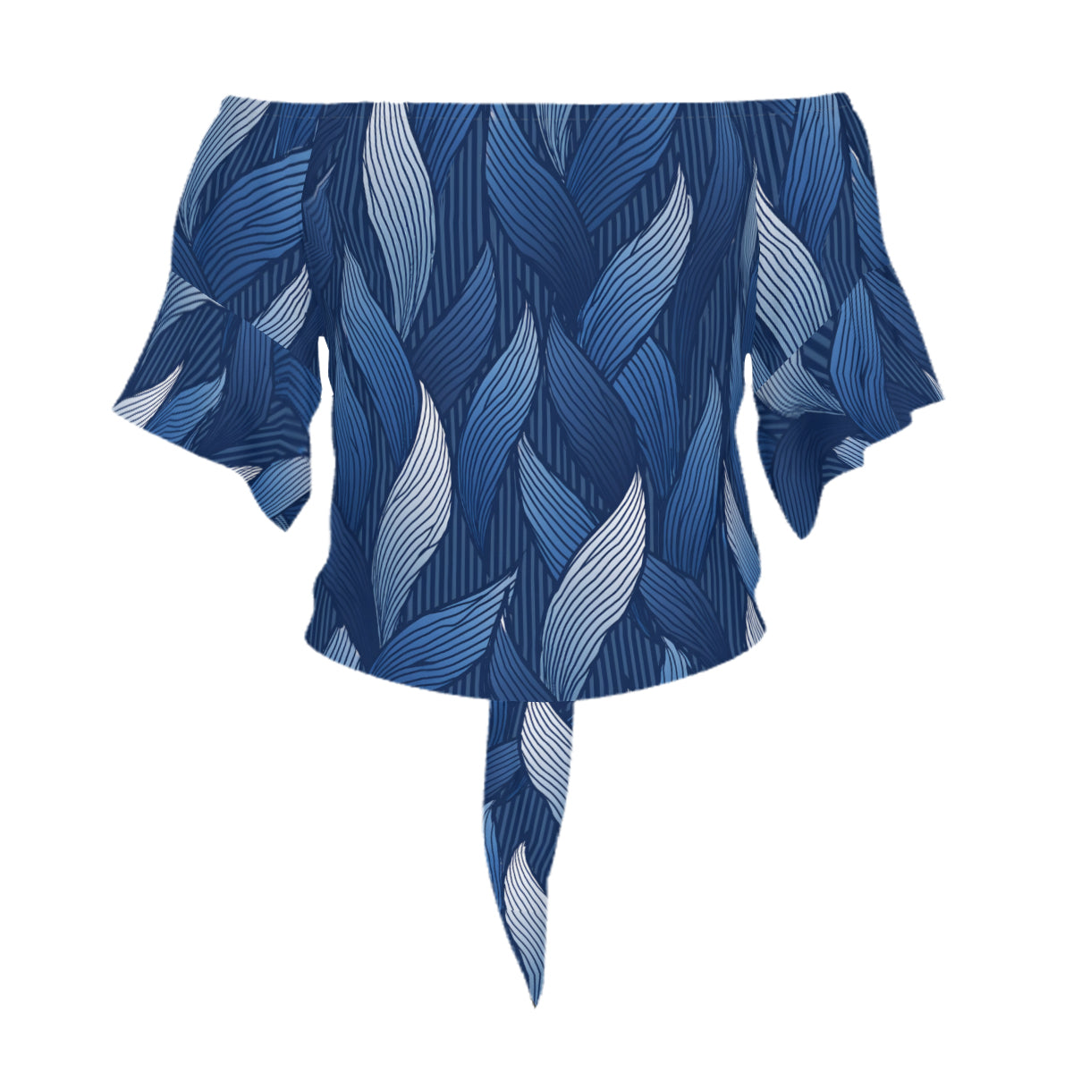 Blue Style Women's One-shoulder Tie Short Sleeves T-shirt