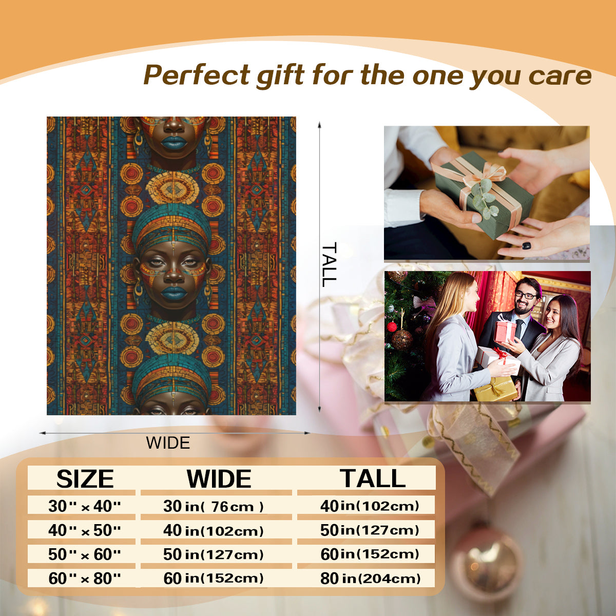 African Image Single-Sided Printed Blanket (Vertical) | 350GSM Flannel