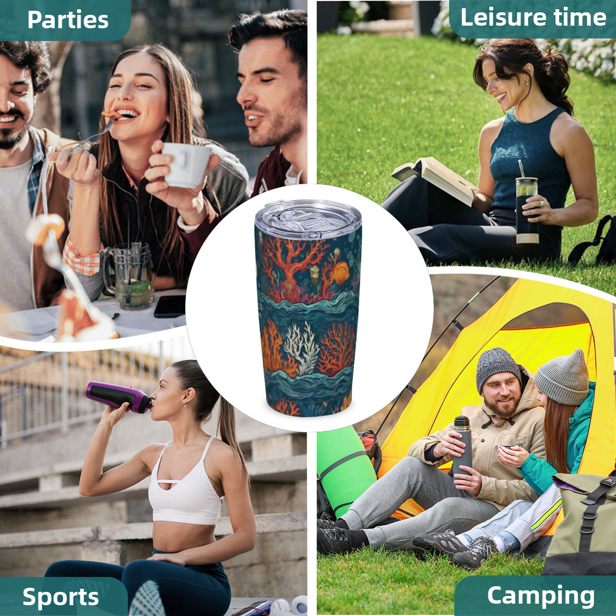 Under Sea Beauty Outdoor Travel Carry Tumbler (600ml/20oz) | Stainless Steel 304