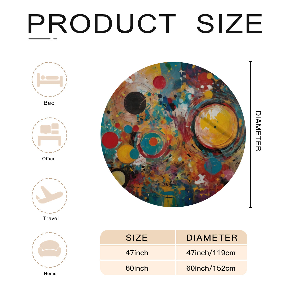 Crazy Design Single-Sided Printed Round Blanket | 280GSM Flannel