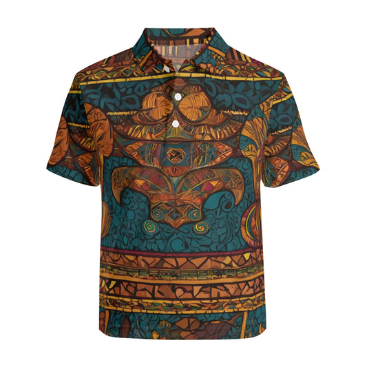 African Design Men's Premium European Size POLO Shirt | 95% Polyester+5% Spandex