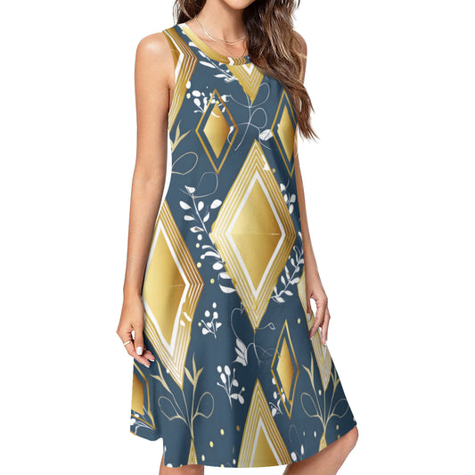 Abstract Gold Women's Casual Dress