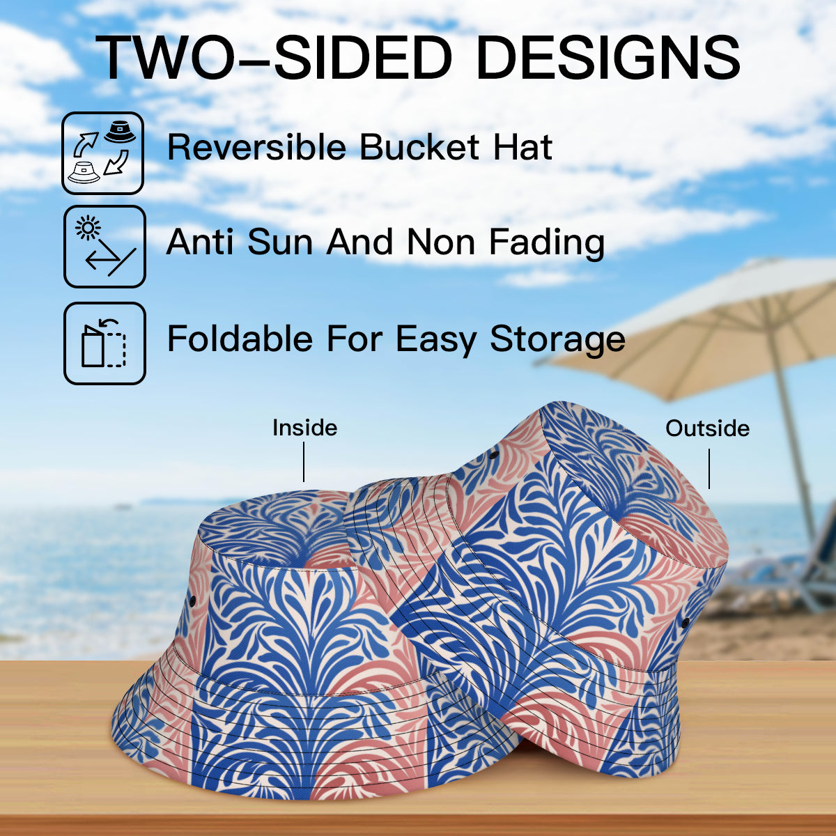 Abstract Vibrant Double-Sided Fisherman Hat | Polyester