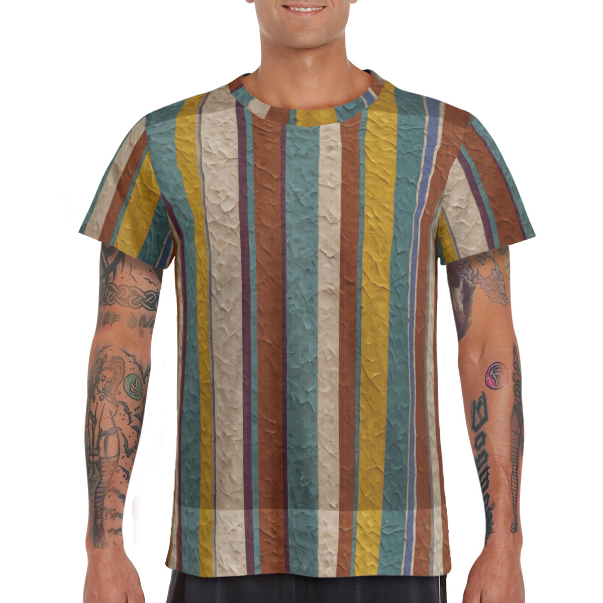 Strip Design Men's Comfort T-Shirt | 190GSM 95%Polyester 5%Spandex