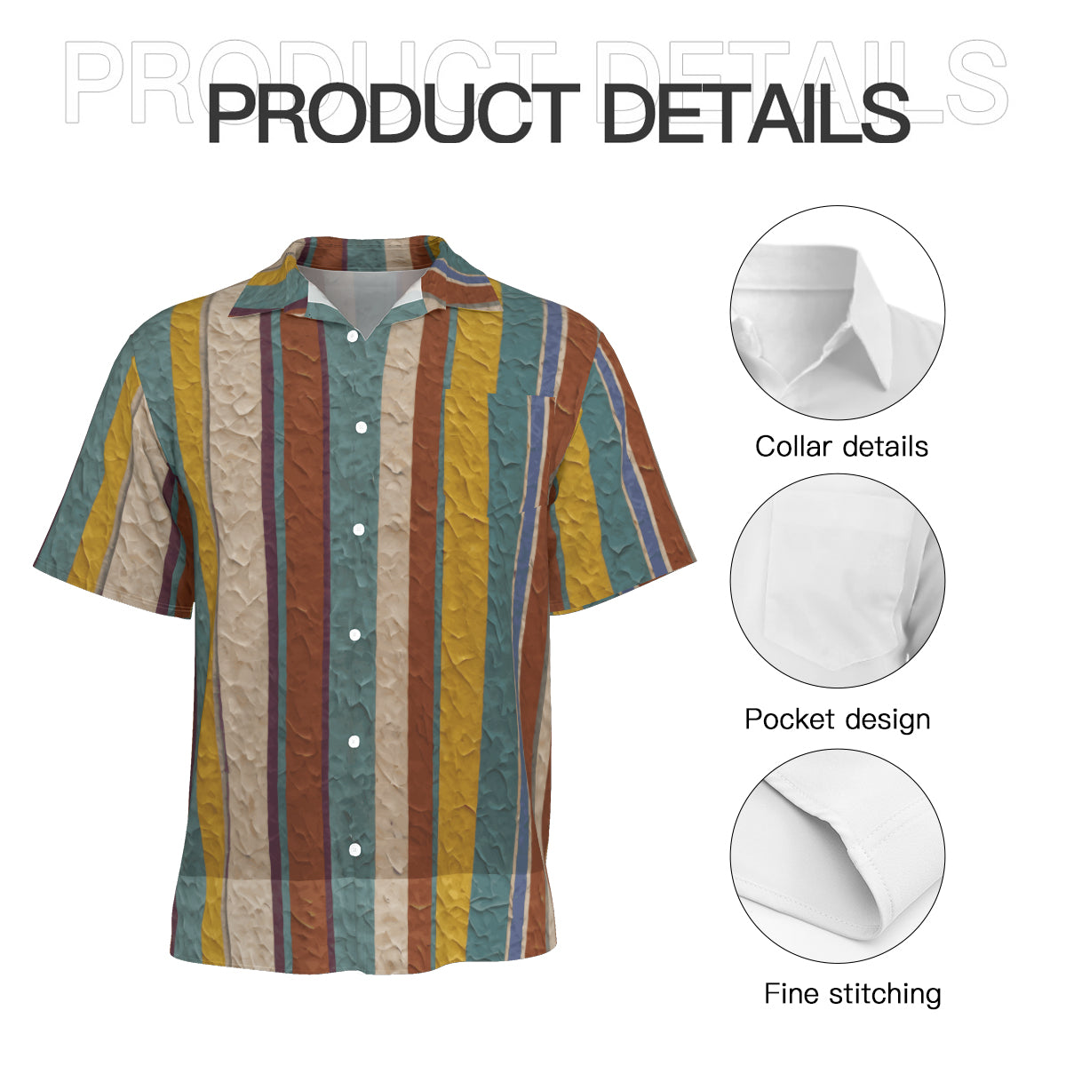 Strip Design Men's Casual Shirt｜Polyester