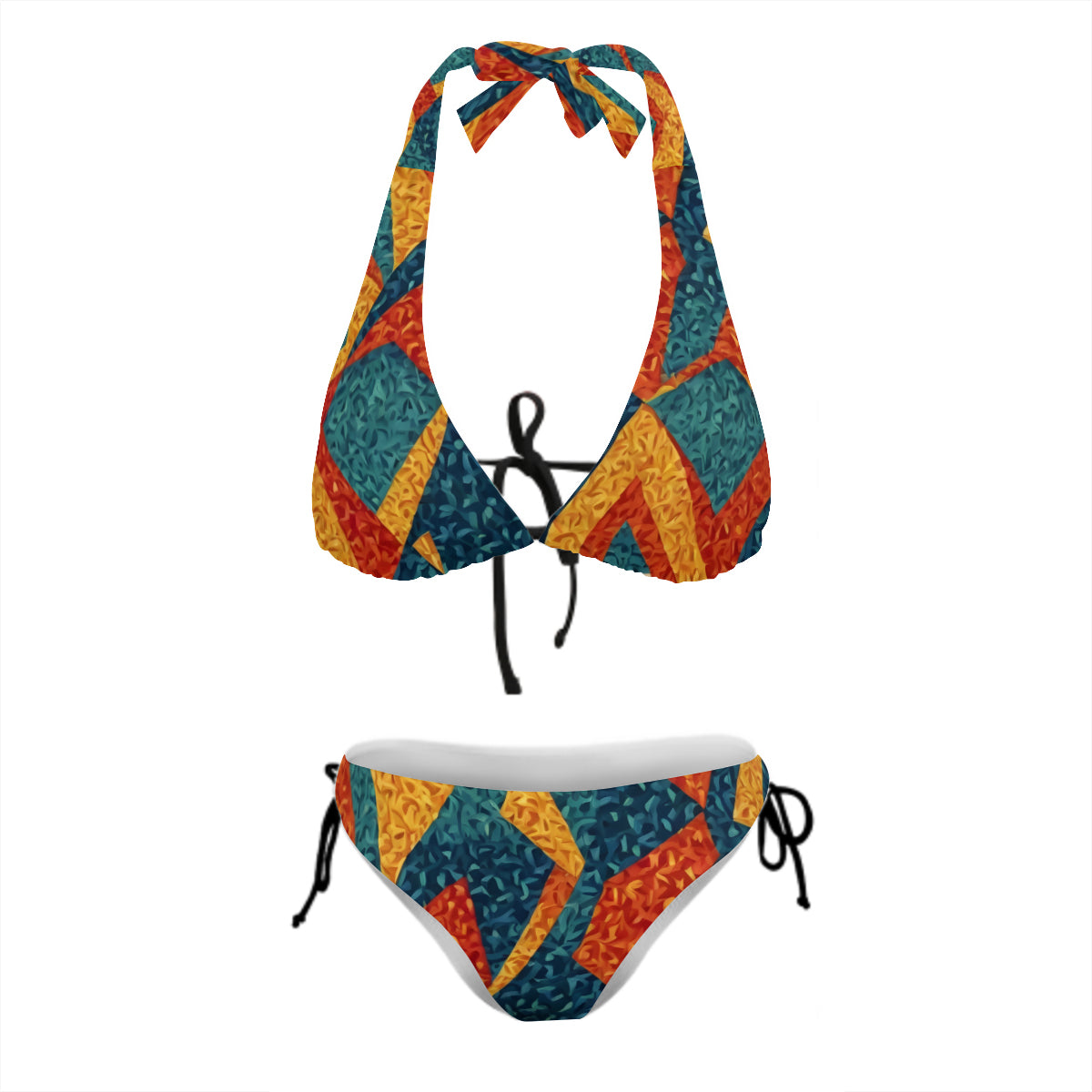 Abstract Pattern Bikini Swimsuit (Multi-Faceted Design)｜Polyester+Spandex