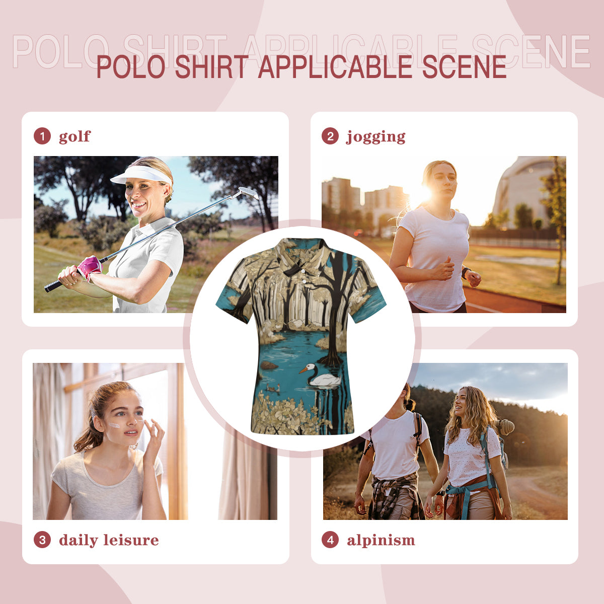 Landscape Wonder Women's Short-Sleeved Polo Shirt