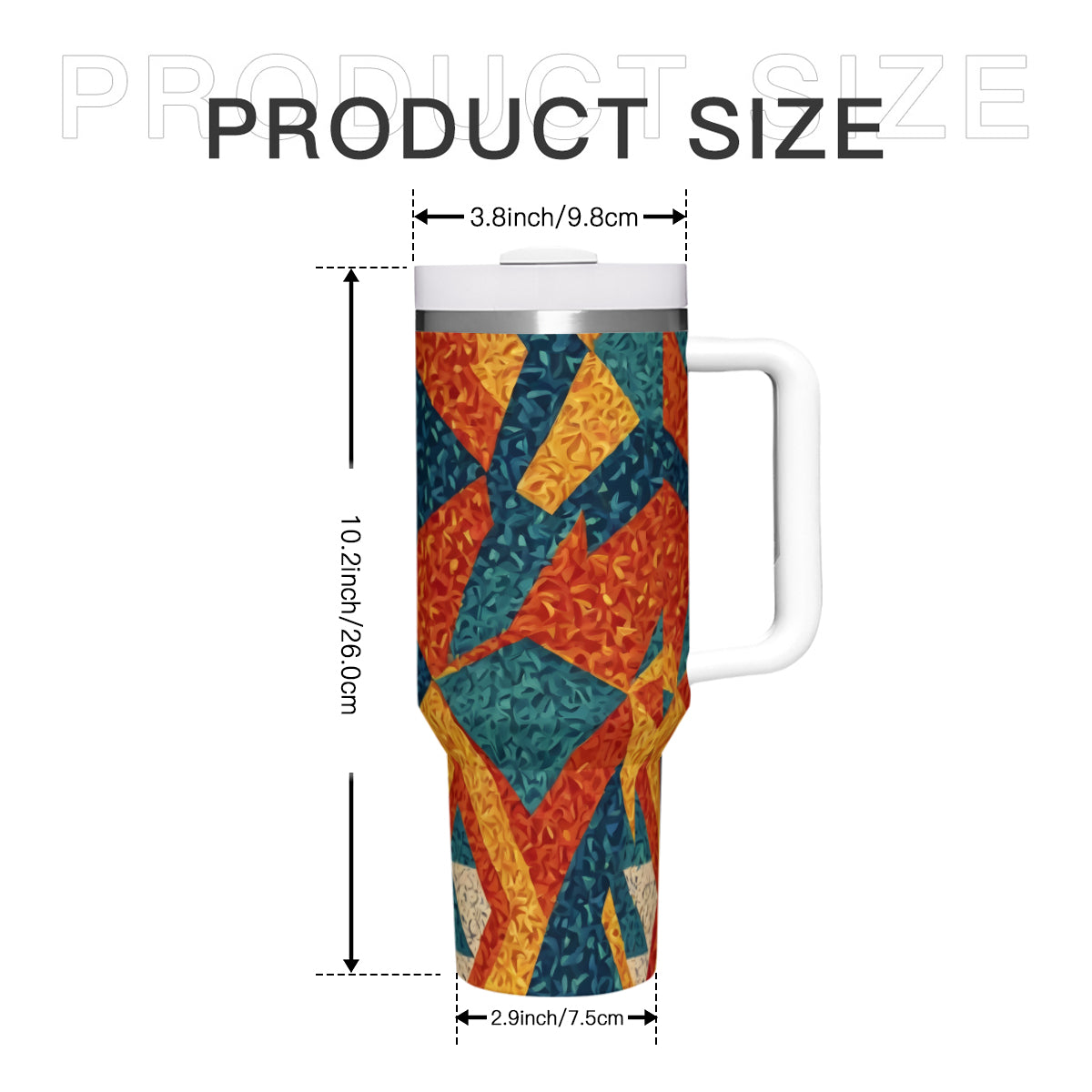 Abstract Pattern Large Capacity Tumbler with Handle(1100ml/40oz) | Stainless Steel 304