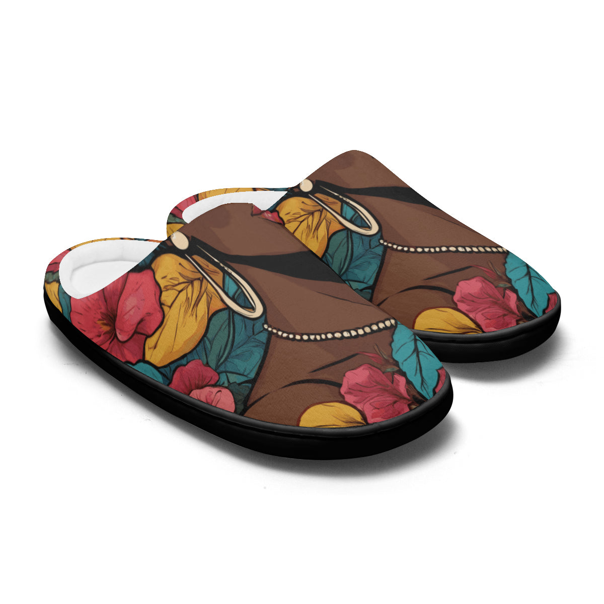 Melanin Queen Personalized Warm Cotton Slippers | Flannel