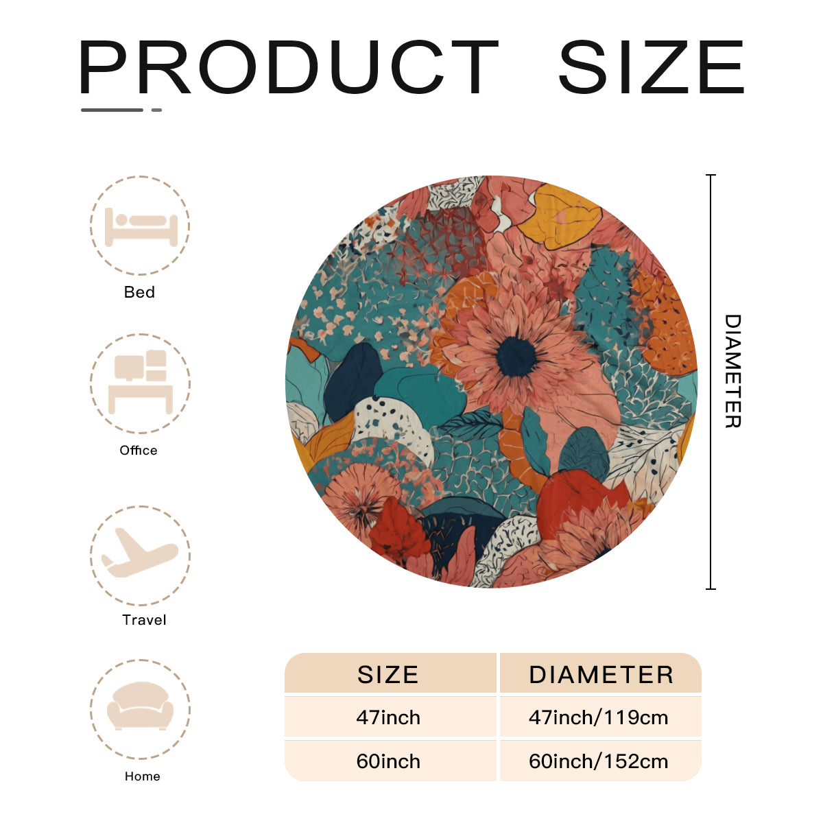 Awesome Floral Round Blanket | 280GSM Flannel