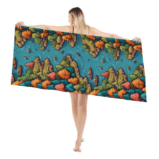 River Front Design Beach towel (comfortable model)｜Polyester