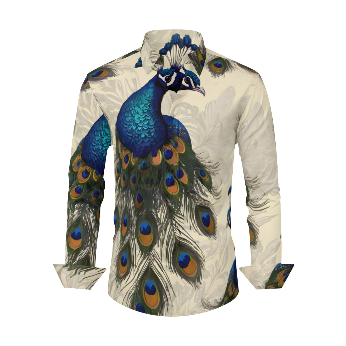 Peacock Design Men's Classic Long-Sleeved Shirt | Polyester