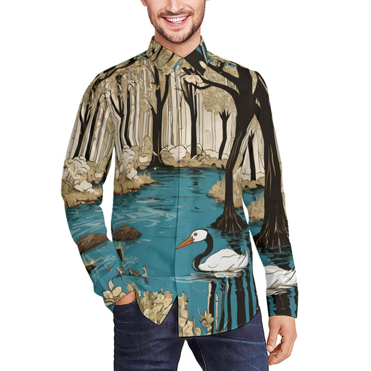 Landscape Wonder Men's Classic Long-Sleeved Shirt | Polyester