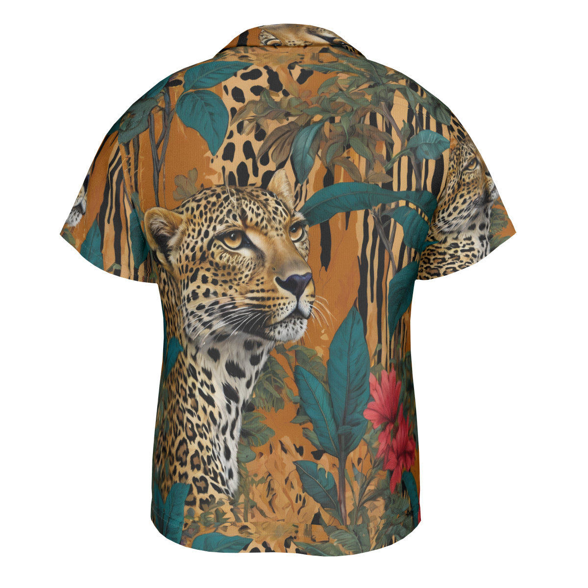 Warrior Leopard All-Over Print Hawaiian Shirt（No chest pocket) | Polyester