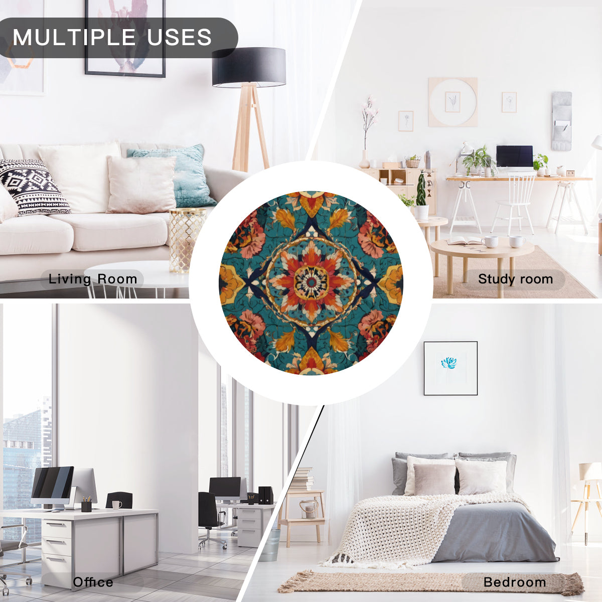 Abstract Design Single-Sided Printed Round Blanket | 280GSM Flannel