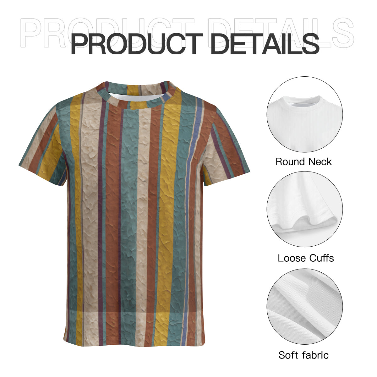 Strip Design Men's Comfort T-Shirt | 190GSM 95%Polyester 5%Spandex