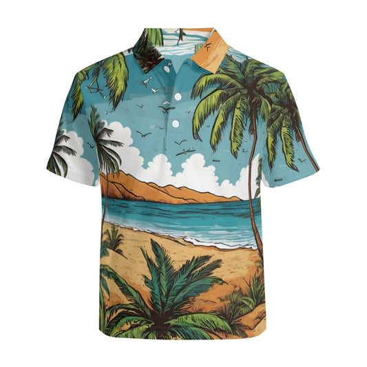 Beach Front Men's Premium European Size POLO Shirt | 95% Polyester+5% Spandex
