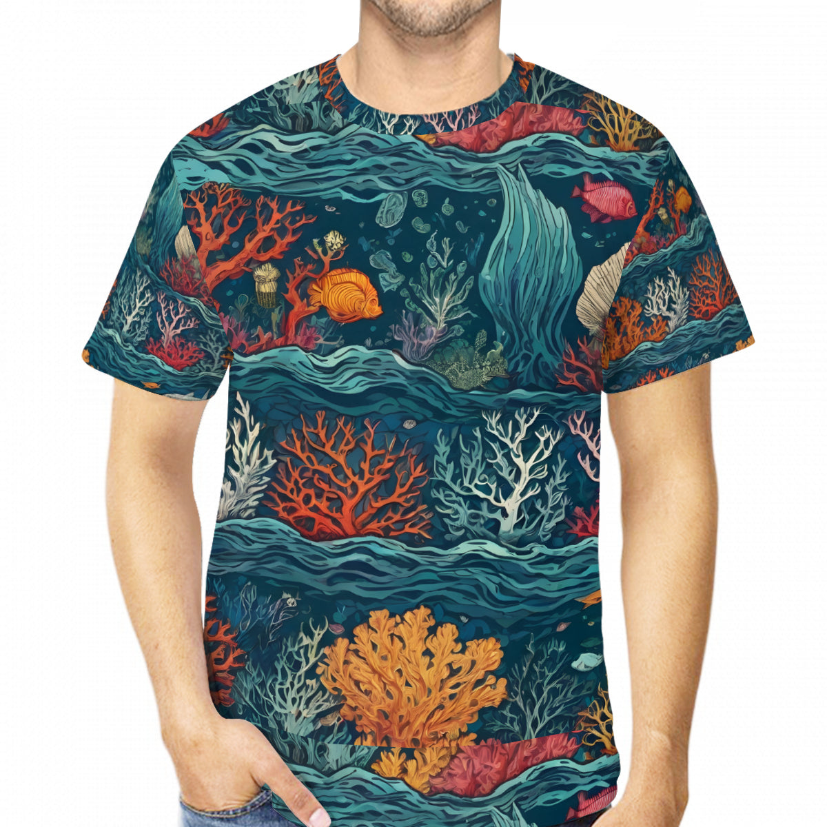 Under Sea Beauty Men's O-Neck European Size T-Shirt | 220GSM Cotton