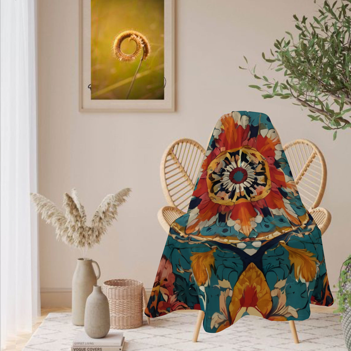 Abstract Design Single-Sided Printed Round Blanket | 280GSM Flannel