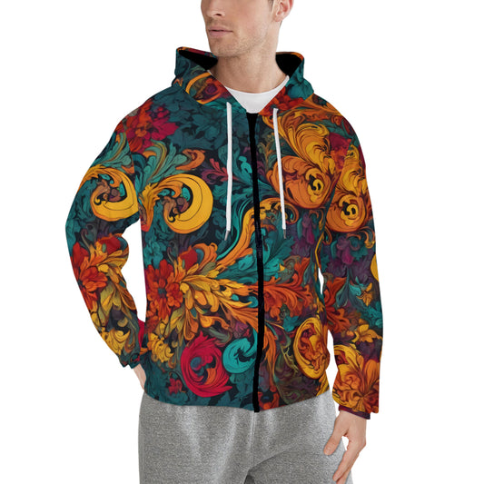 Awesome Flower Design Men's Zip Hoodie