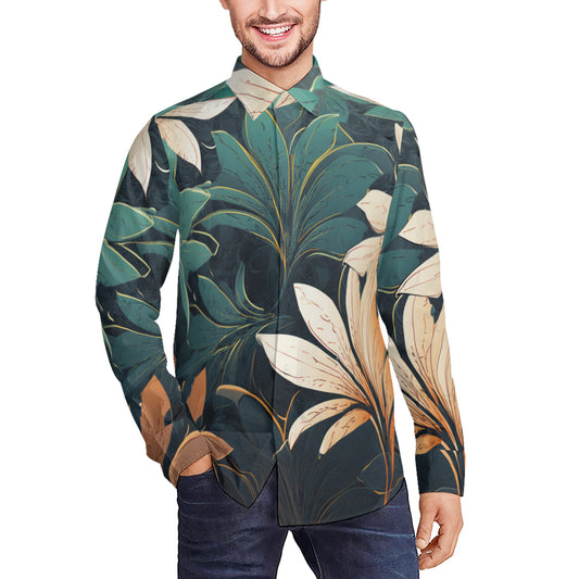 Floralgreen Men's Classic Long-Sleeved Shirt