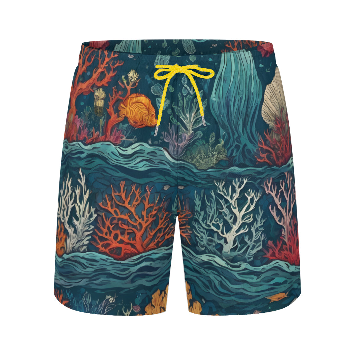 Under Sea BeautyAll-Over Print Men's Casual Shorts Double-Layer Sports Beach Shorts (Multi-Faceted Design) | Polyester