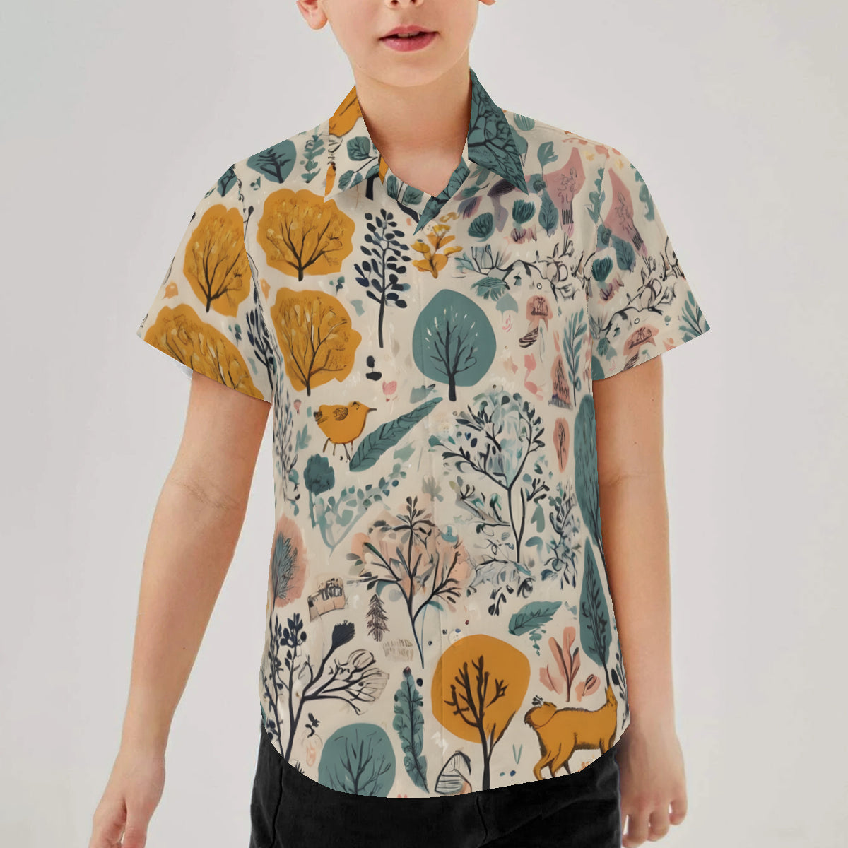 Abstract Floral Youth Shirts｜Polyester