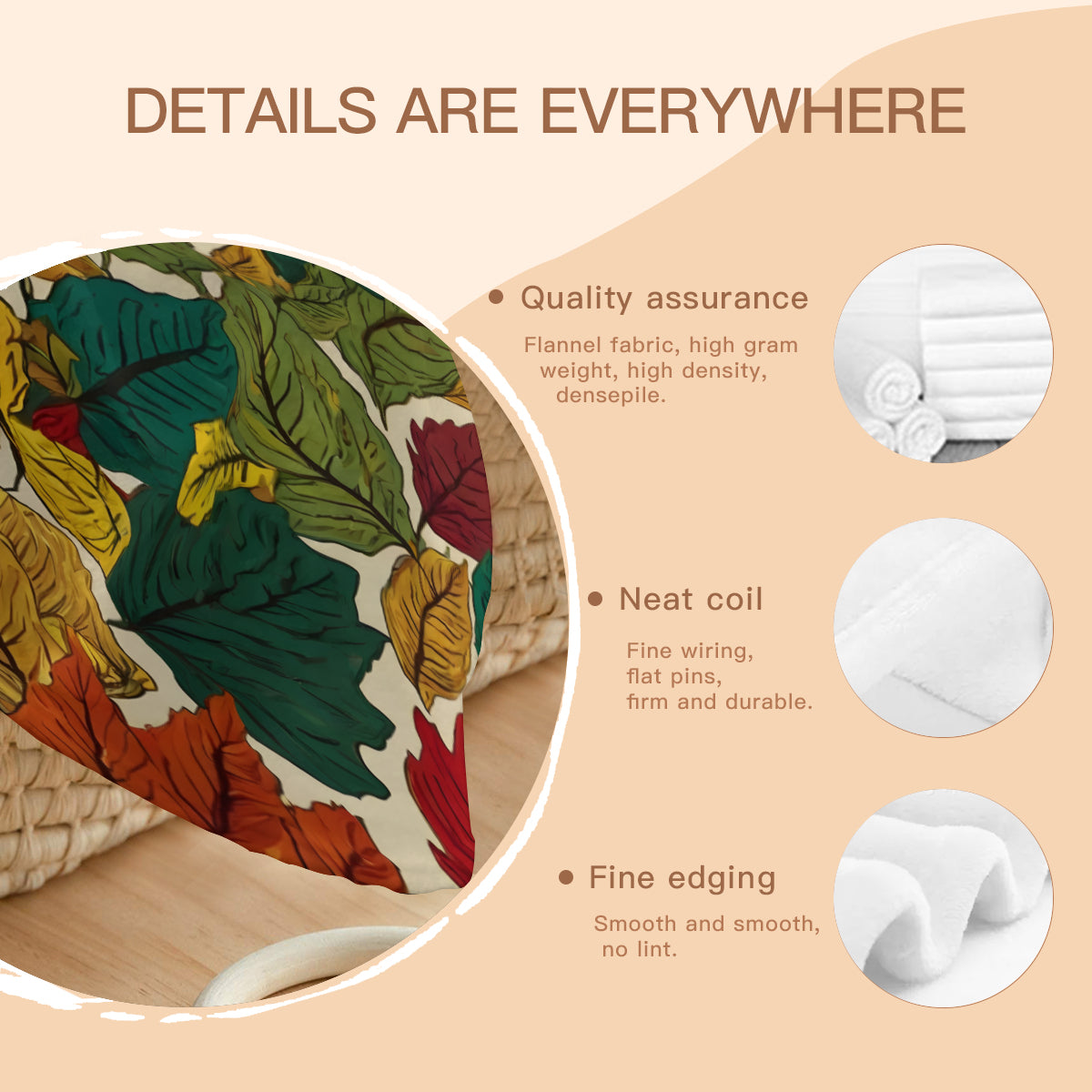 Awesome Leaves Round Blanket | 280GSM Flannel