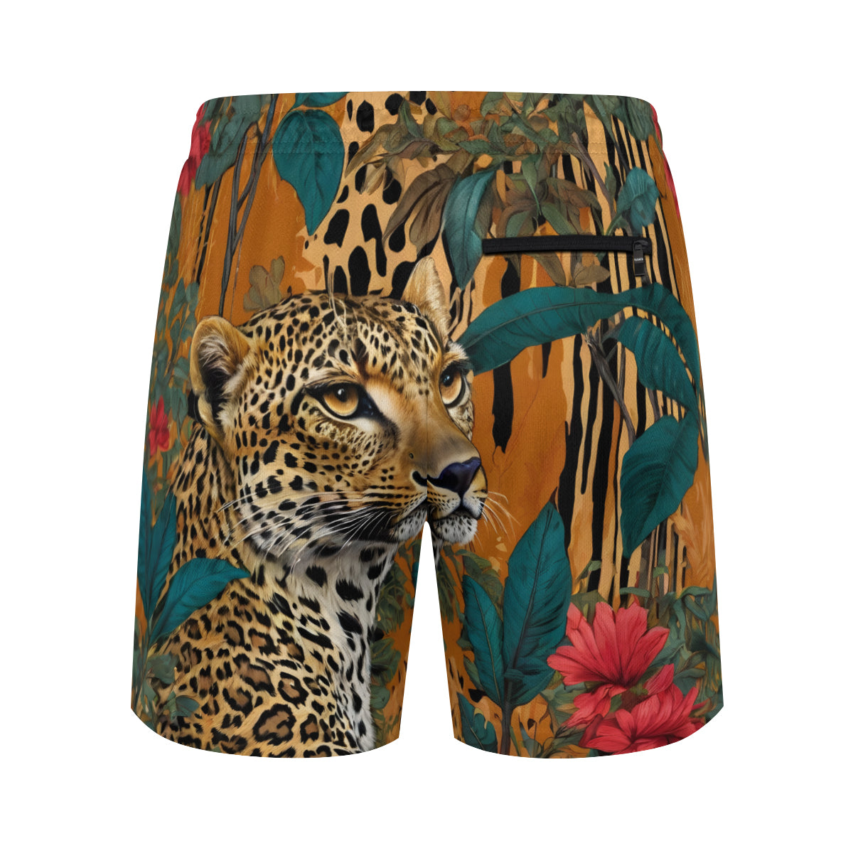 Warrior Leopard Men's Casual Shorts Double-Layer Sports Beach Shorts | Polyester