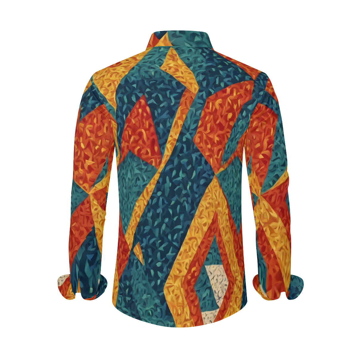 Abstract Pattern Men's Classic Long-Sleeved Shirt | Polyester
