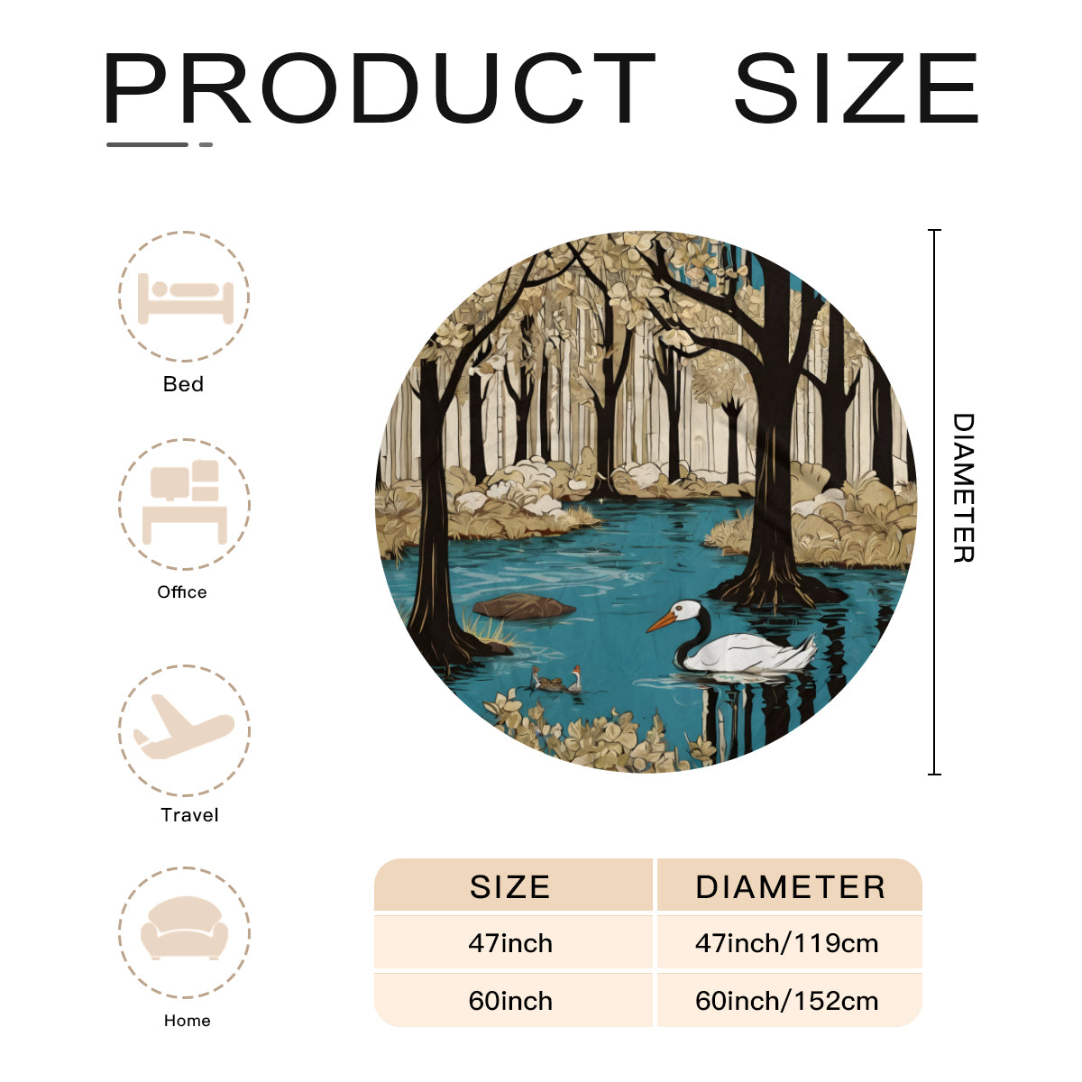 Landscape Wonder Single-Sided Printed Round Blanket | 280GSM Flannel
