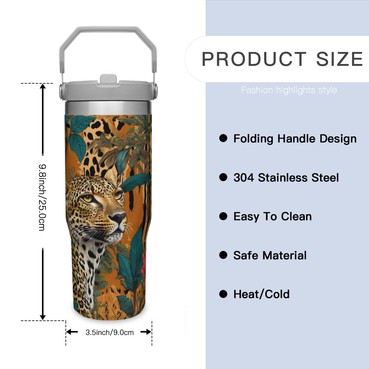 Warrior Leopard Personalized Portable Tumbler (880ml/30oz) | Stainless Steel 304