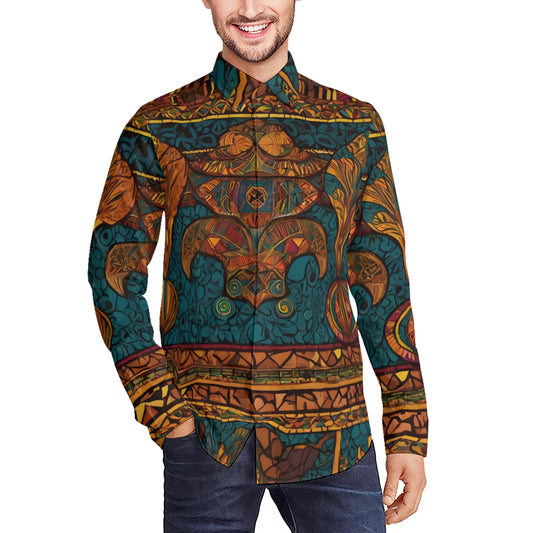 African Design Men's Classic Long-Sleeved Shirt | Polyester