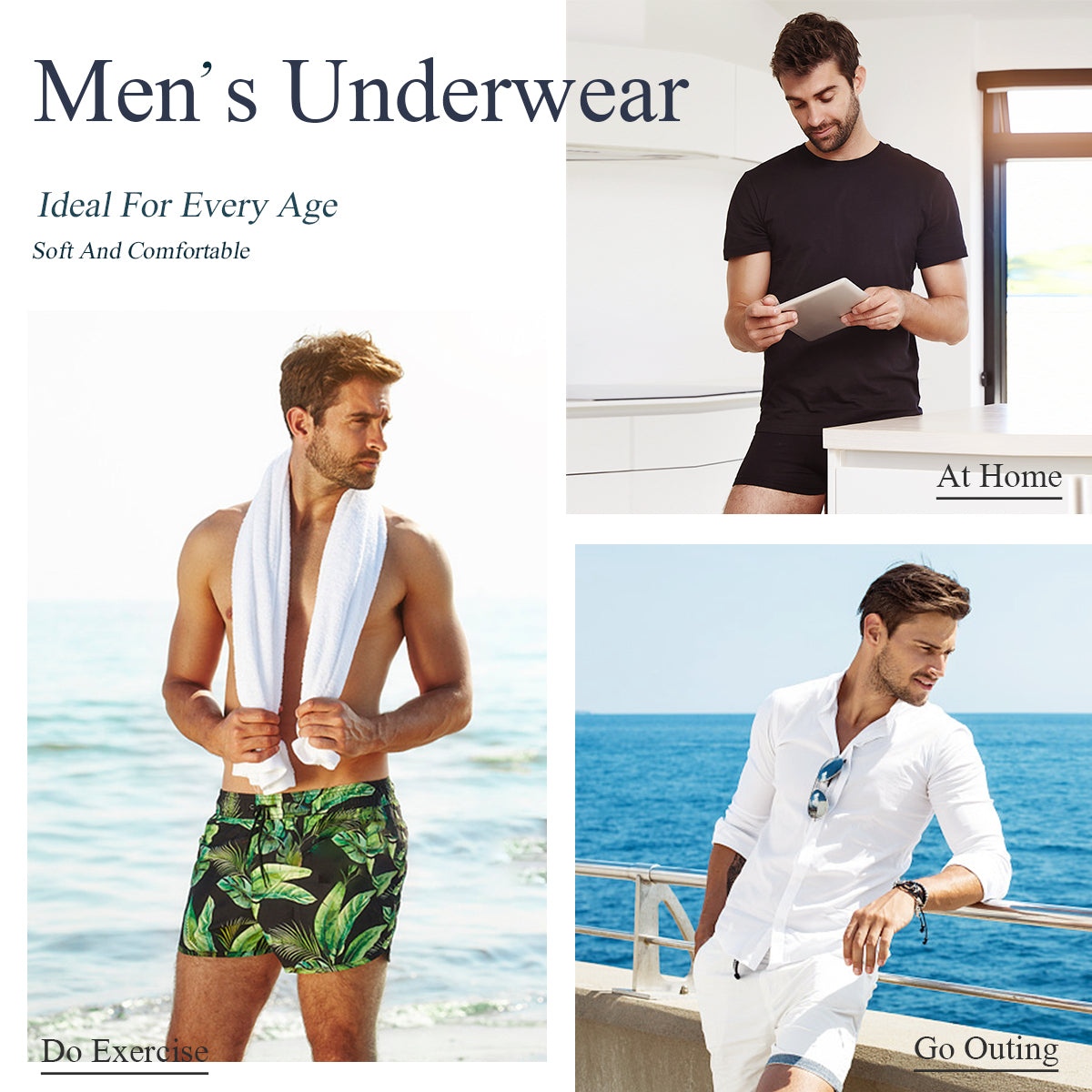 Strip Design Men's Underwear (Front and Back Design)丨Polyester