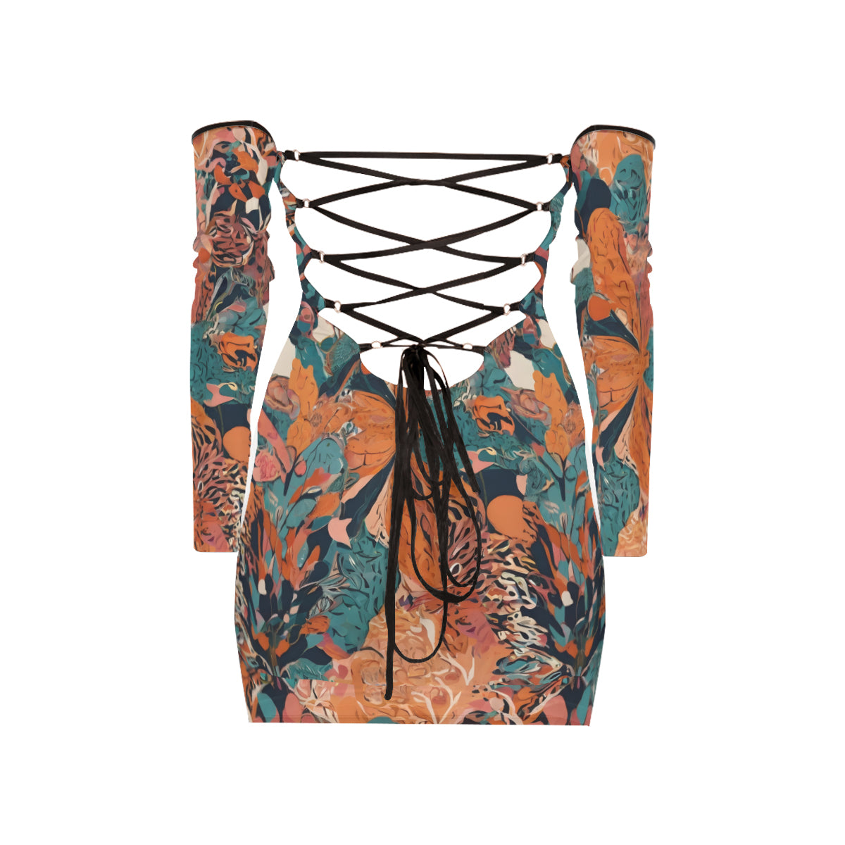 Abstract Vibes Women's Off-shoulder Back Lace-up Dress