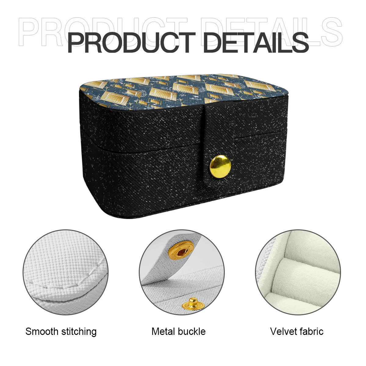 Abstract Gold Personalized Portable Jewelry Box