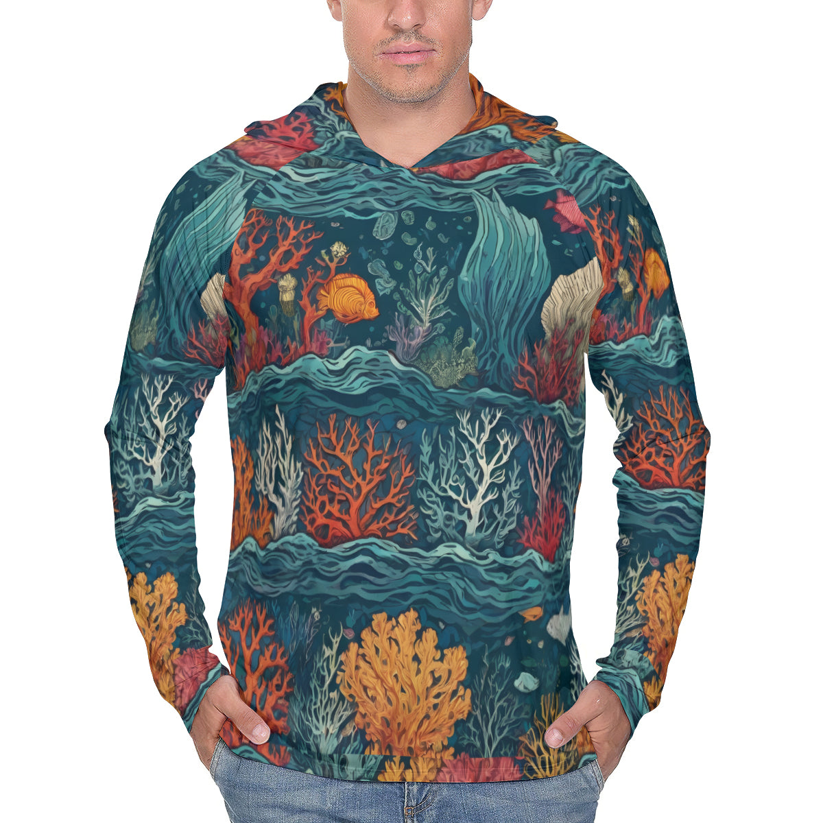 Under Sea Beauty Men's Sun Protection Long Sleeve Hoodie