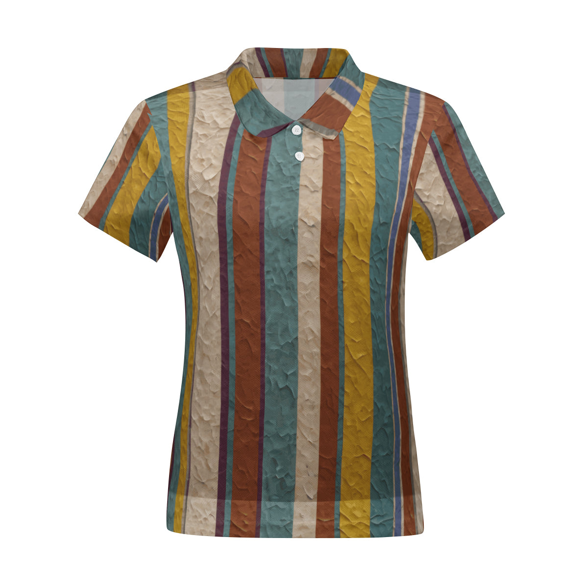 Strip Design Women's Short-Sleeved Polo Shirt