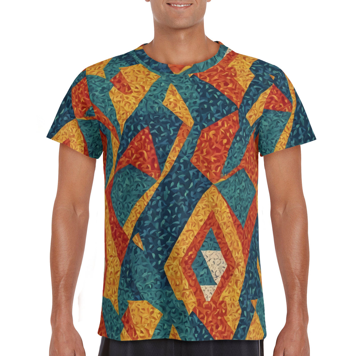 Abstract Pattern Men's T-Shirt (Mesh Fabric) | Polyester