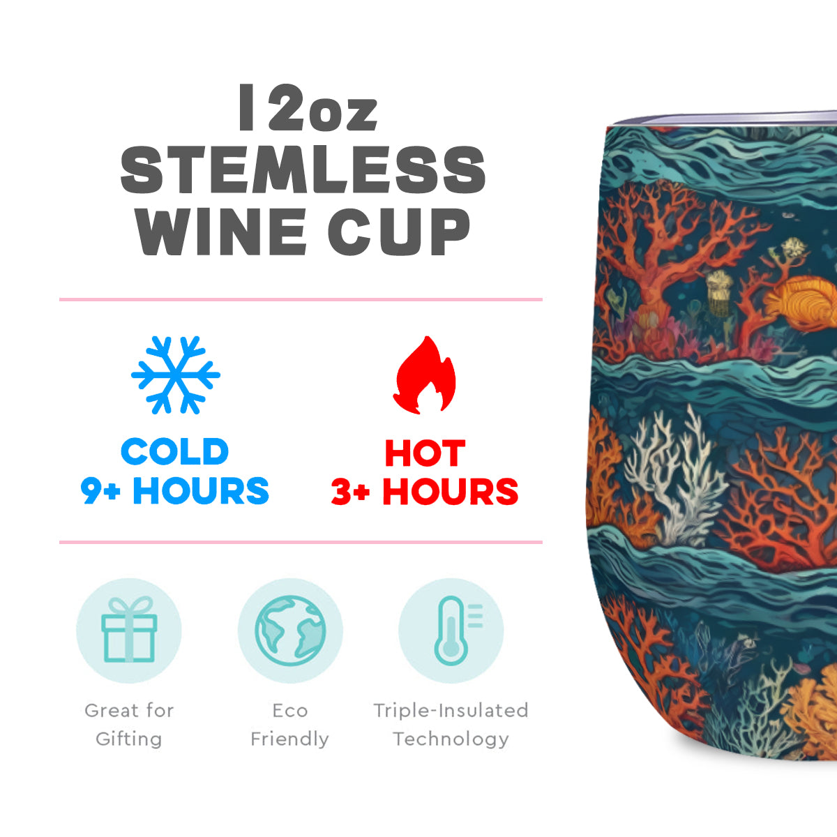 Under Sea Beauty Stemless Wine Tumbler（350ml/12oz）| Stainless steel 304