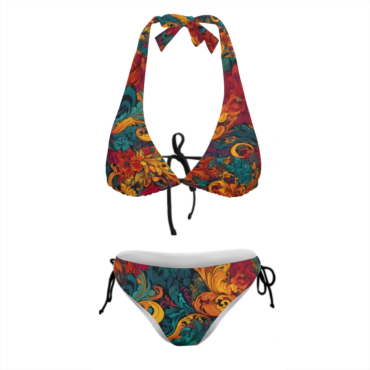 Awesome Flower Design Bikini Swimsuit (Multi-Faceted Design)｜Polyester+Spandex