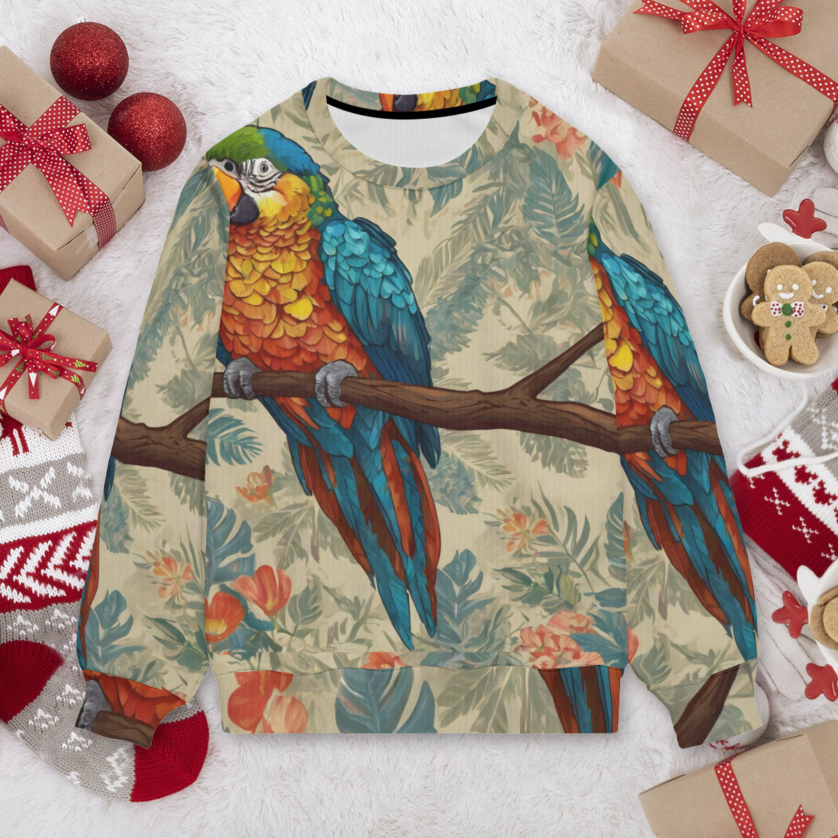 Parrot Design Crew Neck Sweater