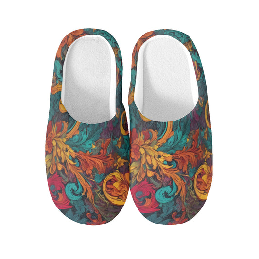 Awesome Flower Design Personalized Warm Cotton Slippers | Flannel