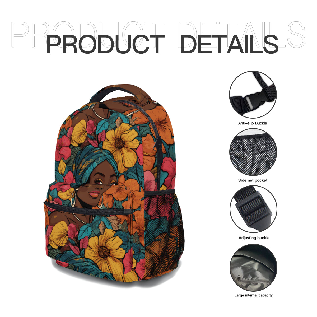 Melanin Queen Student School Bag + Portable Tote Insulated Lunch Bag + Pen Pouch | Oxford Cloth