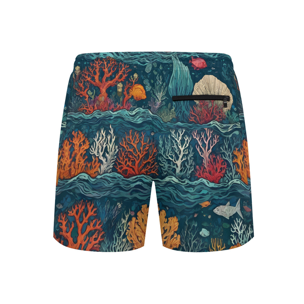 Under Sea Beauty Men's Casual Shorts Double-Layer Sports Beach Pants (Short) | Polyester