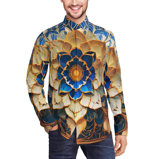Elegant Floral Men's Classic Long-Sleeved Shirt