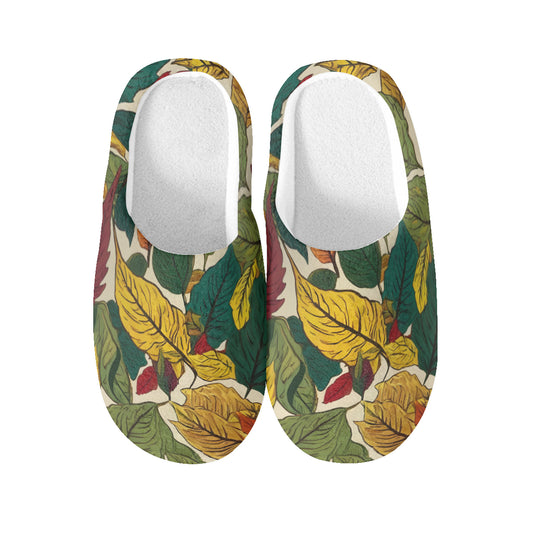 Awesome Leaves Personalized Warm Cotton Slippers | Flannel