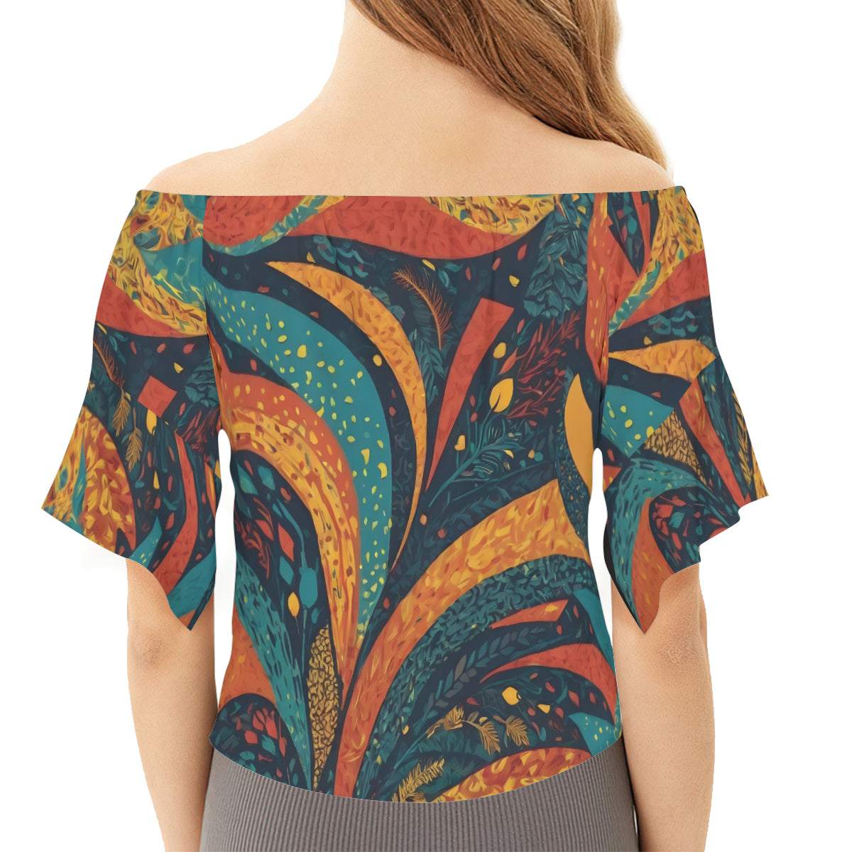 Abstract Beauty Women's One-shoulder Tie Short Sleeves T-shirt | Polyester